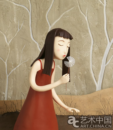 IRMA GRUENHOLZ是一個(gè)西班牙雕塑家，她創(chuàng)作的粘土設(shè)計(jì)可愛又浪漫。畫面?zhèn)鬟f的情緒非常微妙，因?yàn)槭且哉惩恋脑煨妥鳛楫嬅娴闹饕兀杂H切感倍增。