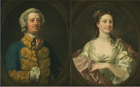 《威廉和伊麗莎白•詹姆斯夫婦肖像畫》----- 威廉·賀加斯William Hogarth，1744年，帆布油畫 美國馬薩諸塞州伍斯特藝術(shù)博物館藏品